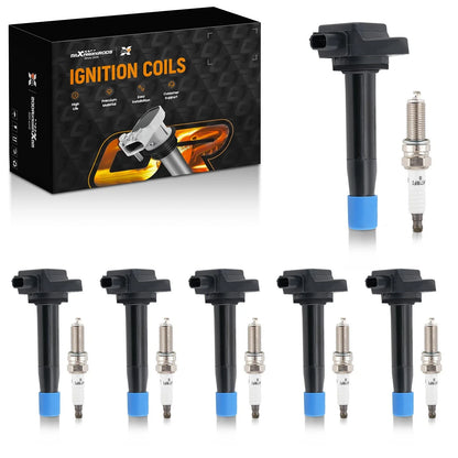 Set of 6 Ignition Coils & Spark Plugs for Acura RDX ZDX Honda Pilot Ridgeline