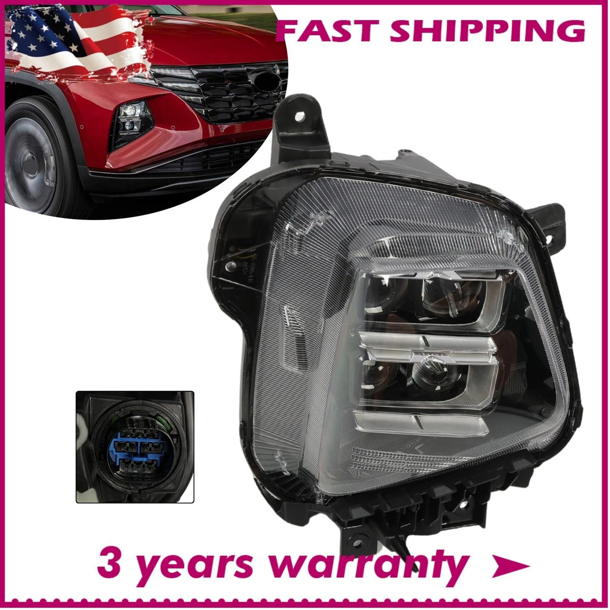 Full LED Headlight Right Passenger Side for Hyundai Tucson (2022–2023) PETE14960CR, 92102-CW100
