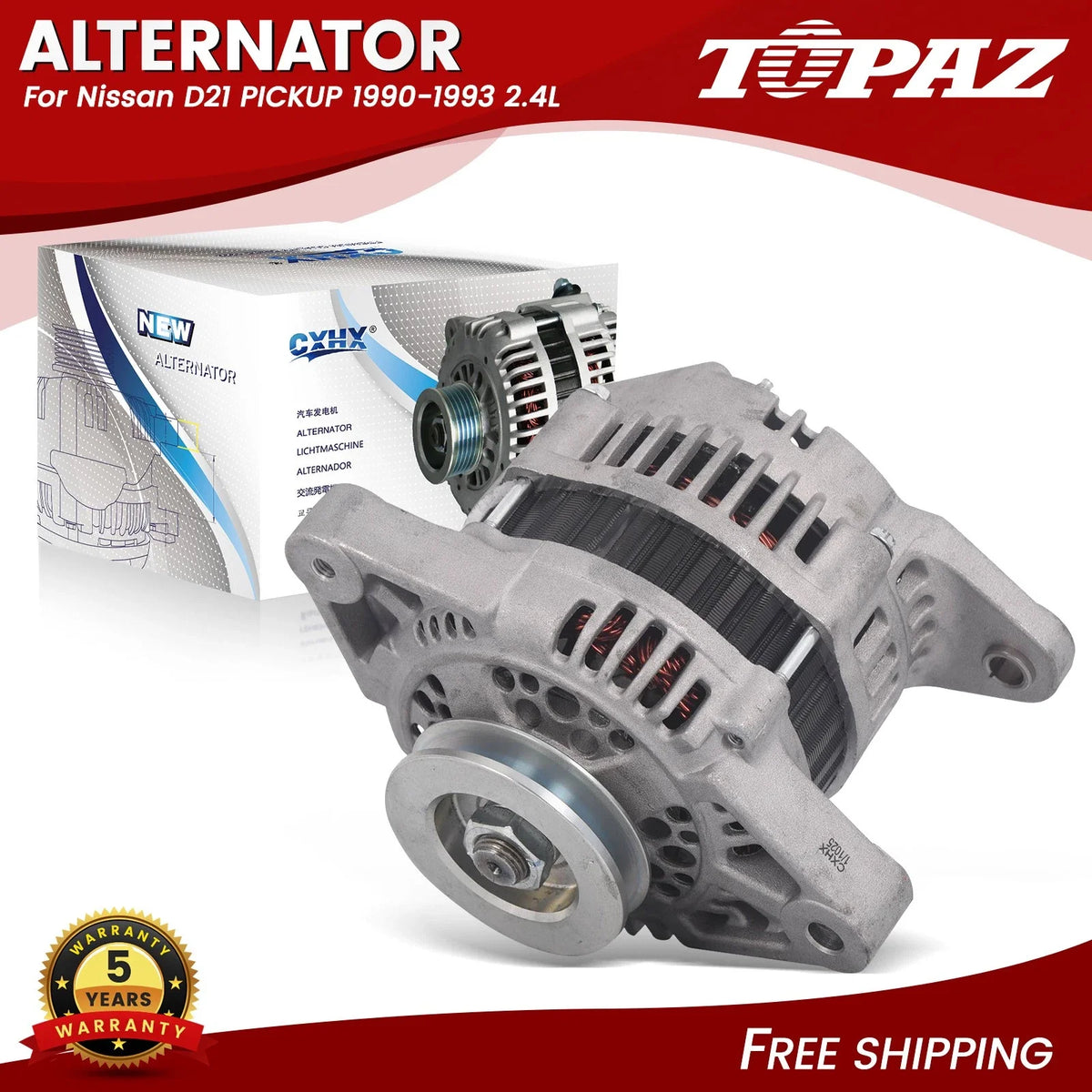 Alternator for Nissan D21 Pickup (1990–1993) 12V 60A 1-Groove
