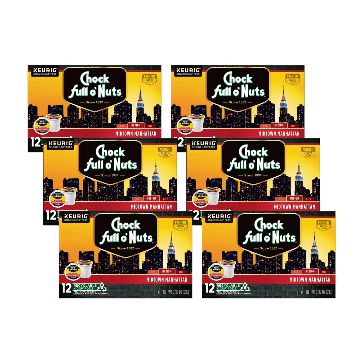 12 Count Keurig K-Cup Pods for Midtown Manhattan (Pack of 6)