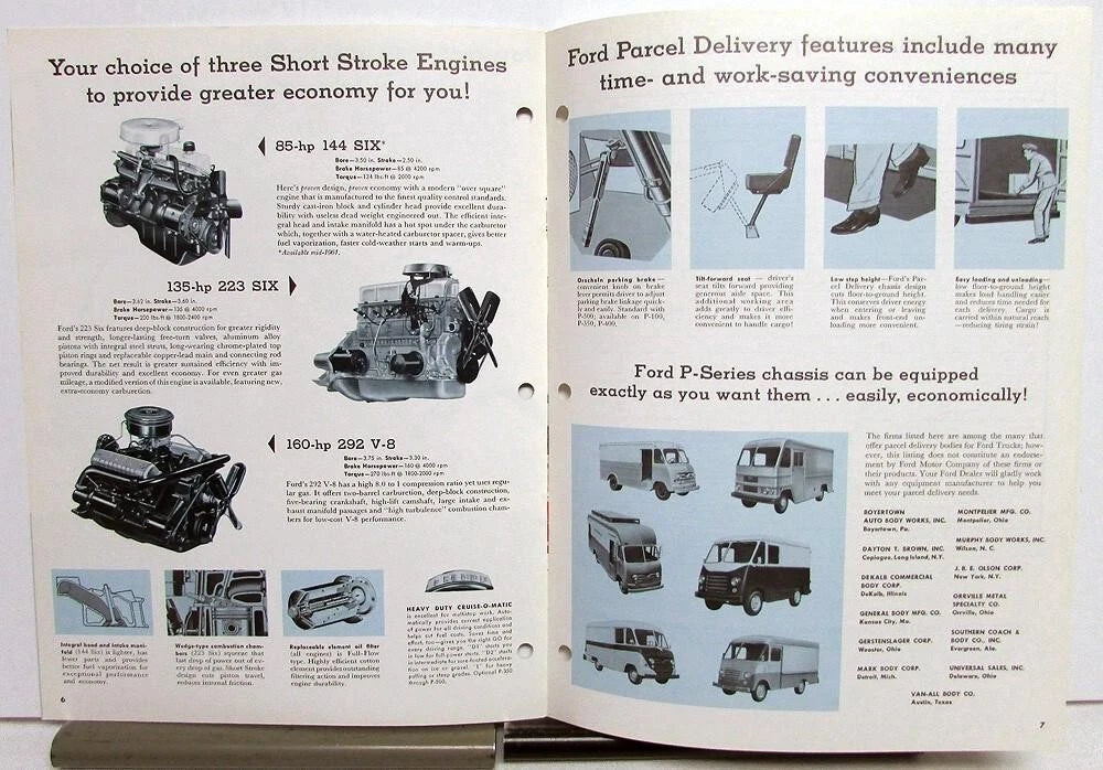 Parcel Delivery Truck Brochure for Ford P 100 350 400 500 (1961)