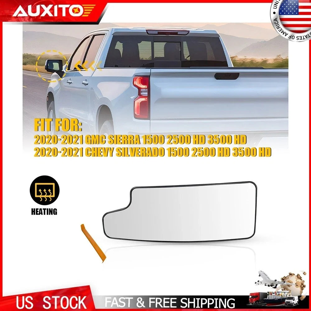 Driver Side LH Lower Heated Mirror Glass for GMC Sierra 1500 2500HD (2020–2021)