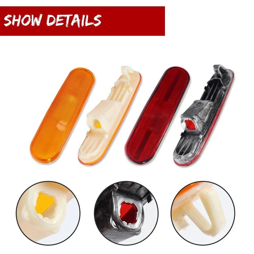 Set of 4 Amber Front and Red Rear Side Marker Lights for Honda Civic Si (2002–2005)