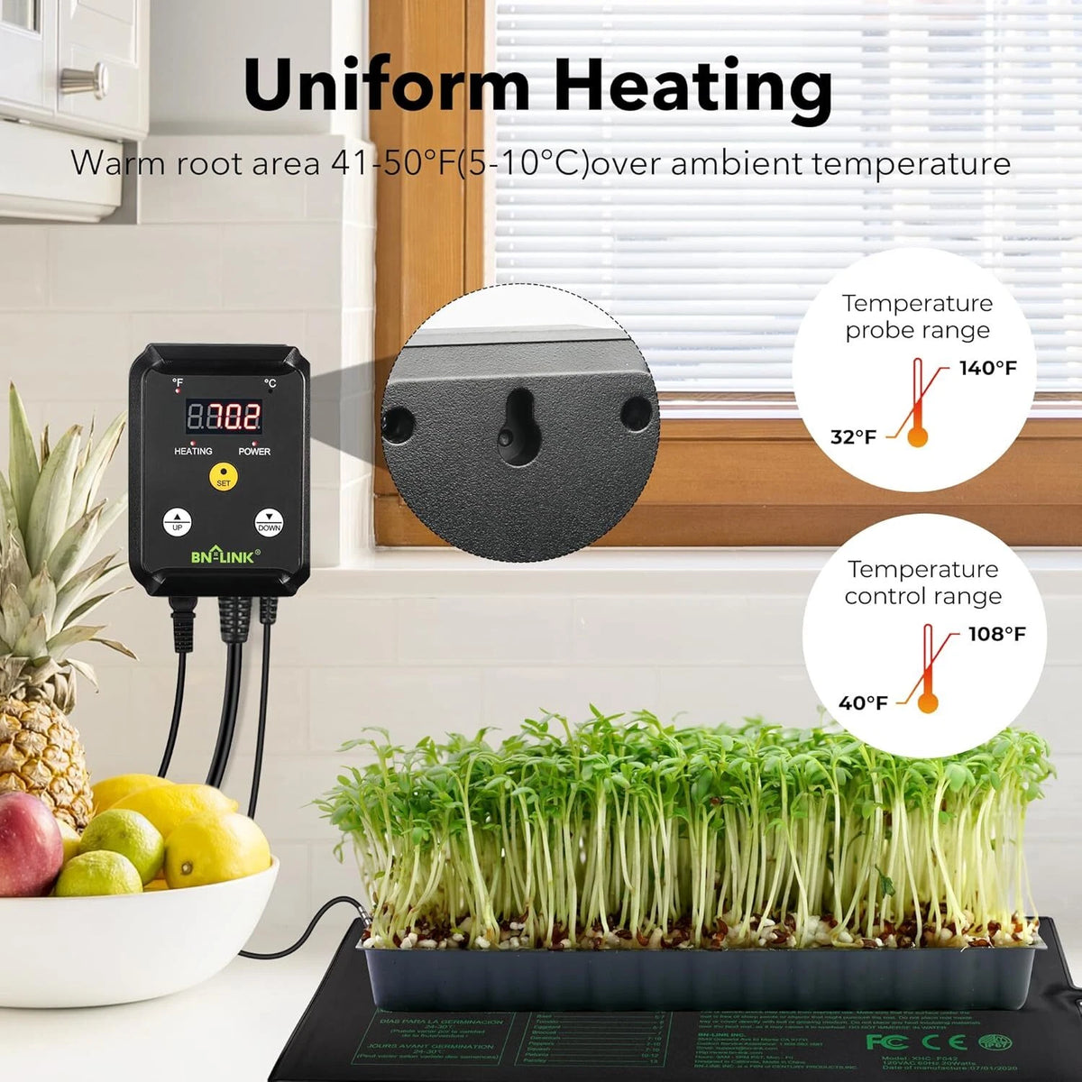 Heat Mat with Digital Thermostat for Seedlings (Combo Set)