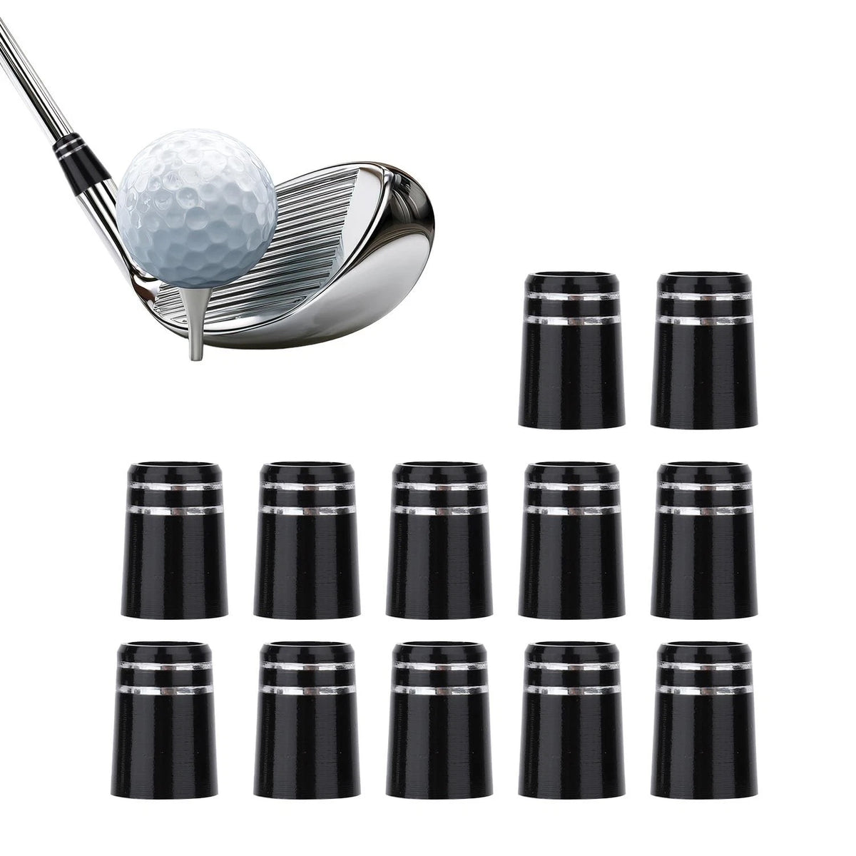 12pcs Black .370 Iron Ferrules for Golf Club (No Specific Years)