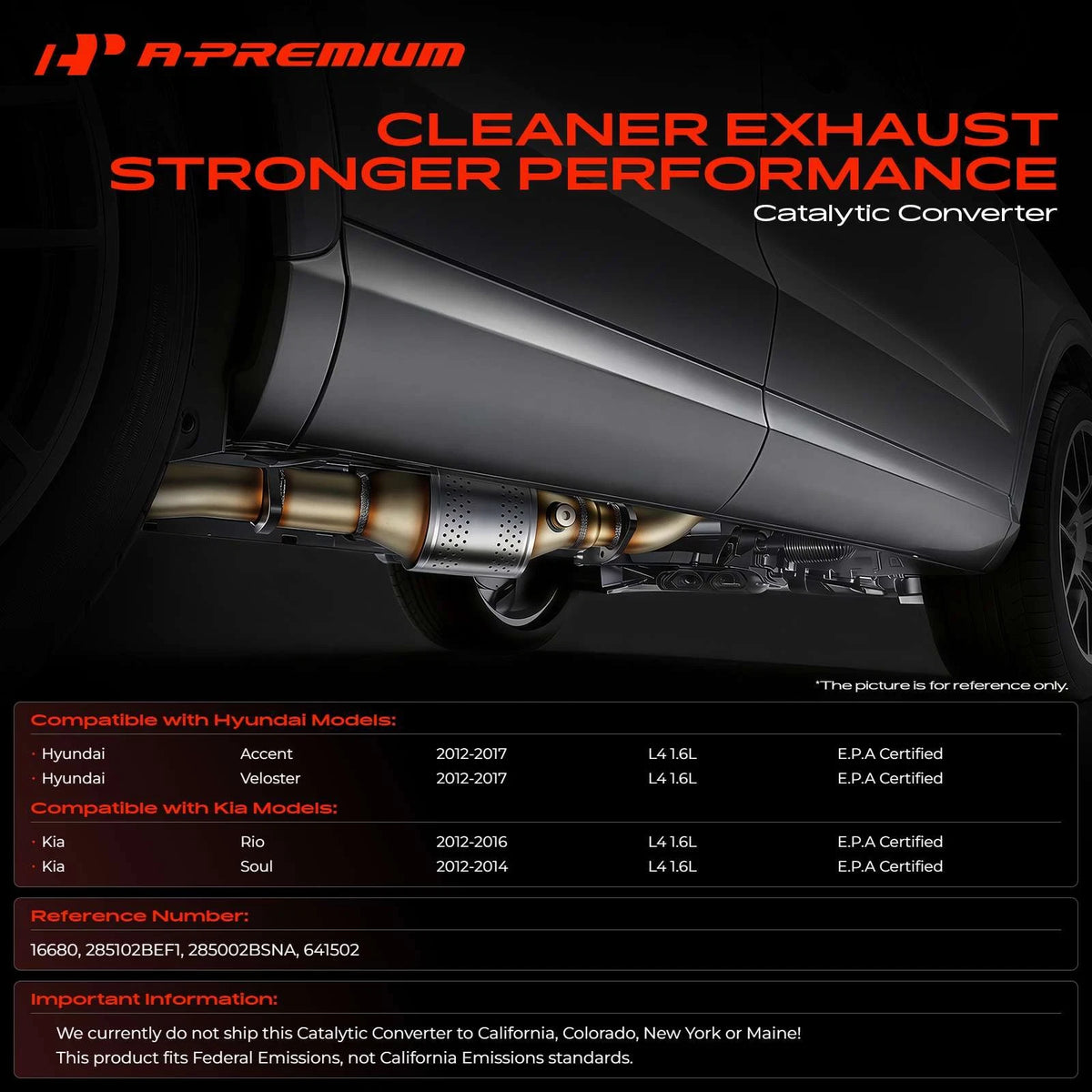 Catalytic Converter for Kia Soul (2012–2014) & Hyundai Accent (2012–2017) 641502, 674-891, 285102BEF1, 285002BSNA, 16680