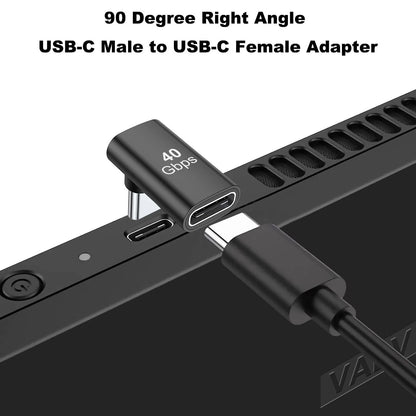 2X Right Angle USB-C Male to Female Adapter for Universal Use
