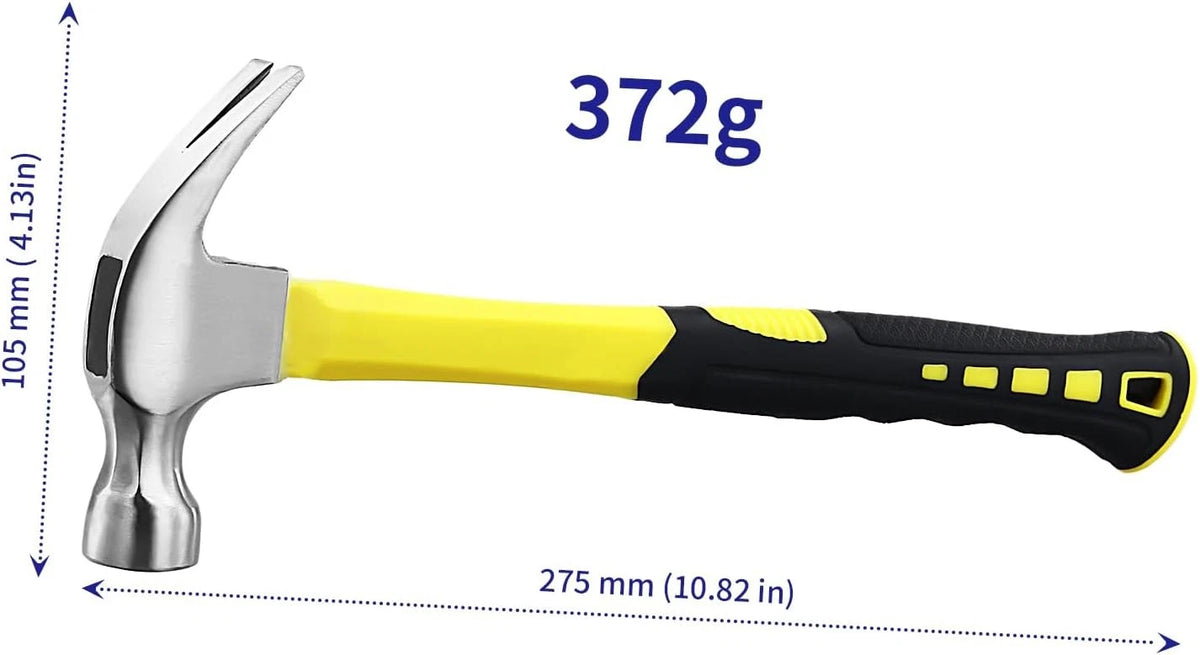 2X 8oz Claw Hammer, 275x105mm Carbon Steel Nail Hammer Non-Slip