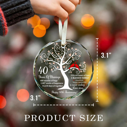 Bozspacer Glass Ornament for 40th Wedding Anniversary