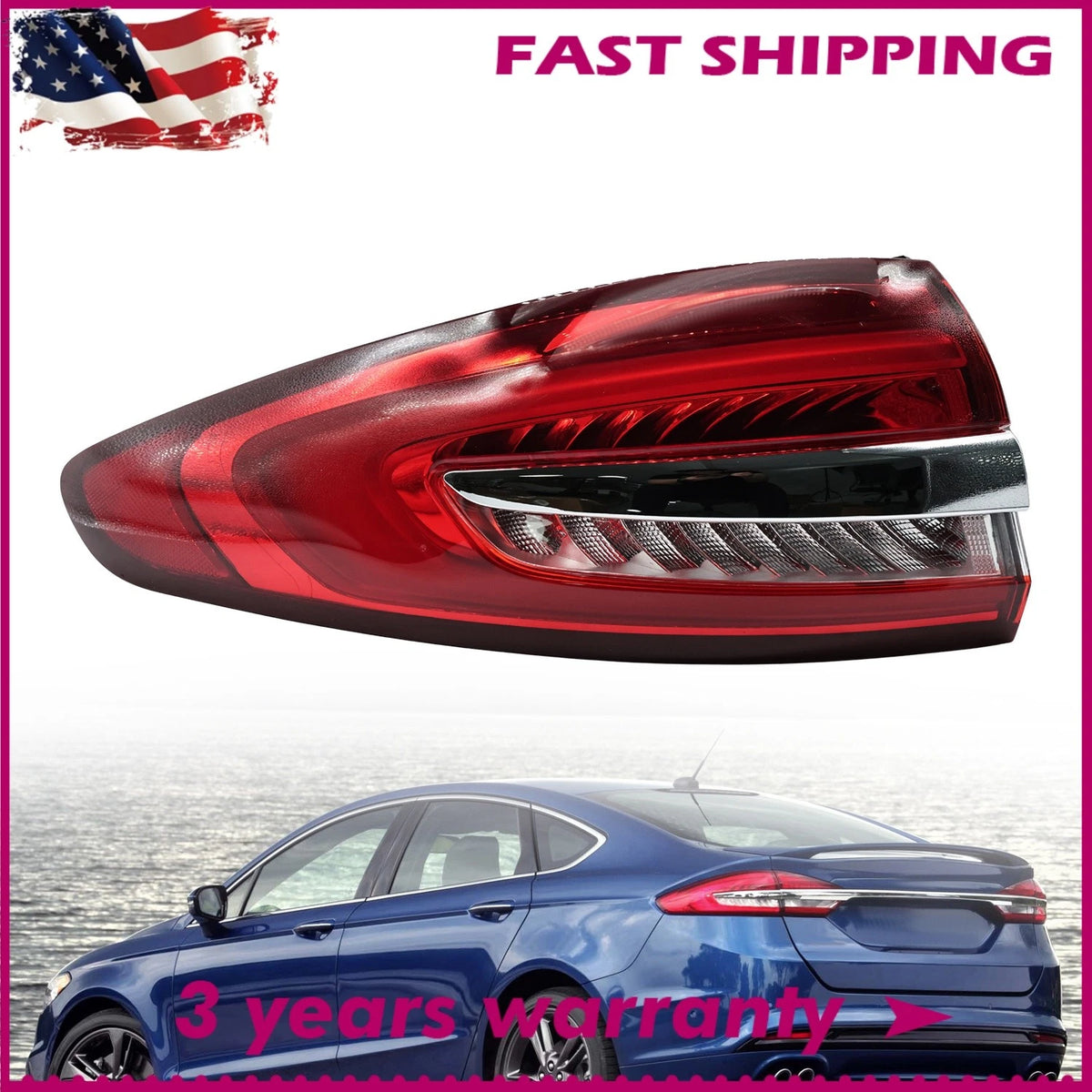 LED Driver Tail Light Lamp for Ford Fusion (2017–2020) FO2804118, HS7Z13405D, HS7Z13405F, HS7Z13405J