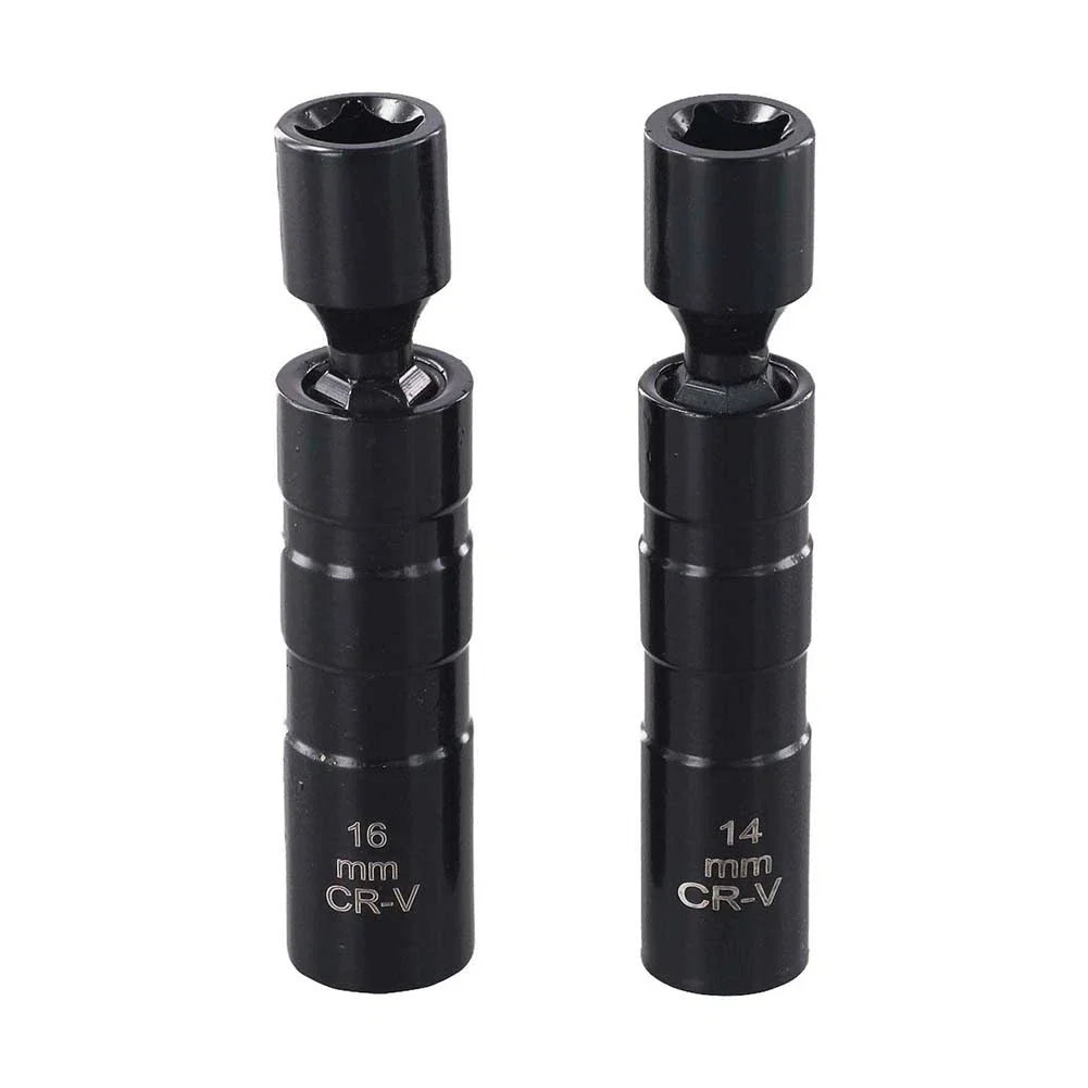 Magnetic Spark Plug Socket Set of 2 (14mm & 16mm) Flexible Wrench Tool