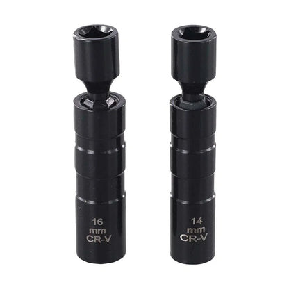 Magnetic Spark Plug Socket Set of 2 (14mm & 16mm) Flexible Wrench Tool