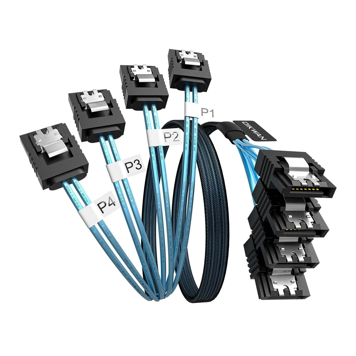 Set of 4 SATA III Cables 6Gb/s 3.3 ft for Universal Use