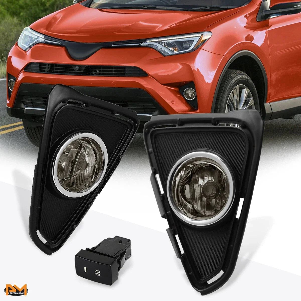 Smoked Lens Fog Lights with Switch & Bezel for RAV4 XA40 (2016–2018)