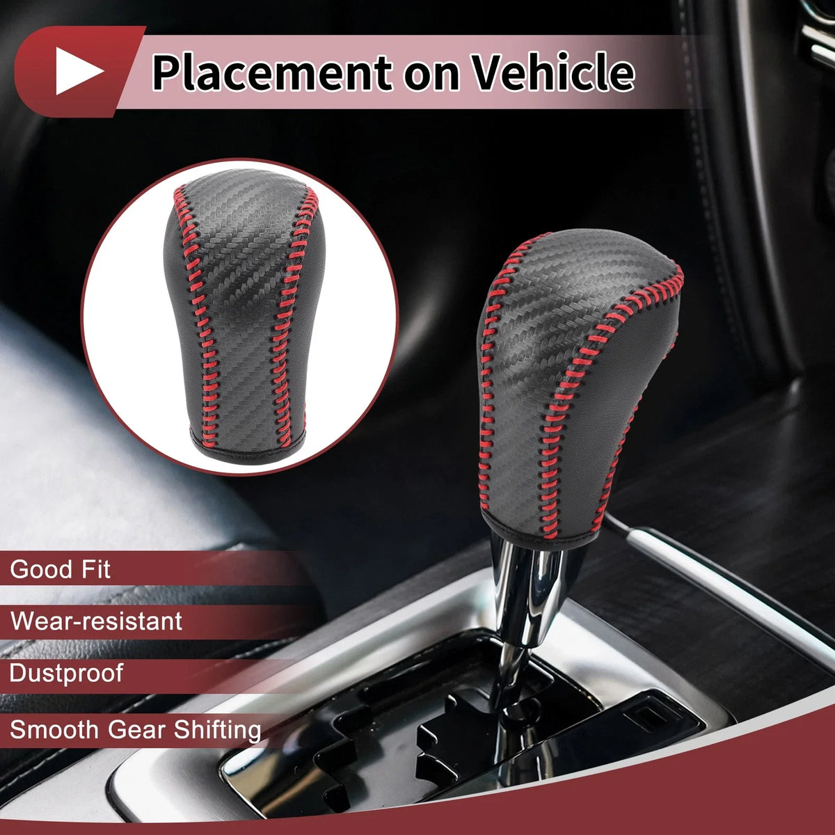 Gear Shift Knob Cover for Mazda CX-5 (2012–2023) Red Faux Leather