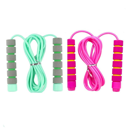 2X Adjustable Soft Skipping Rope for Fitness (Pink/Green)