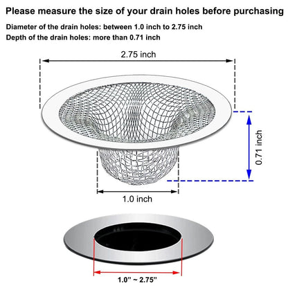 2X Tub Drain Hair Catcher for Shower (2.75 inch) - Silver