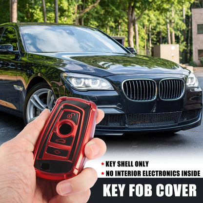 Car Key Fob Cover for BMW 1 2 3 4 5 6 7 Series (TPU Black Red)