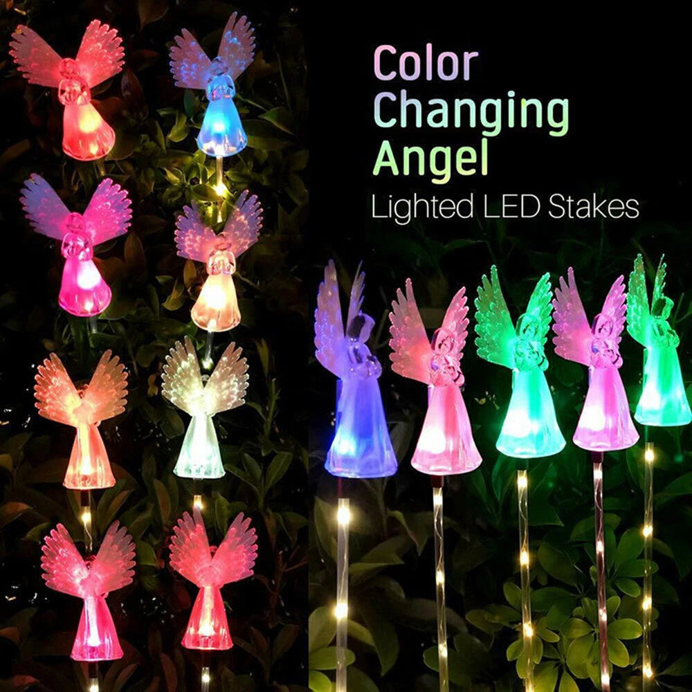 2PCS Solar Powered Color Change LED Garden Stake Light for Yard