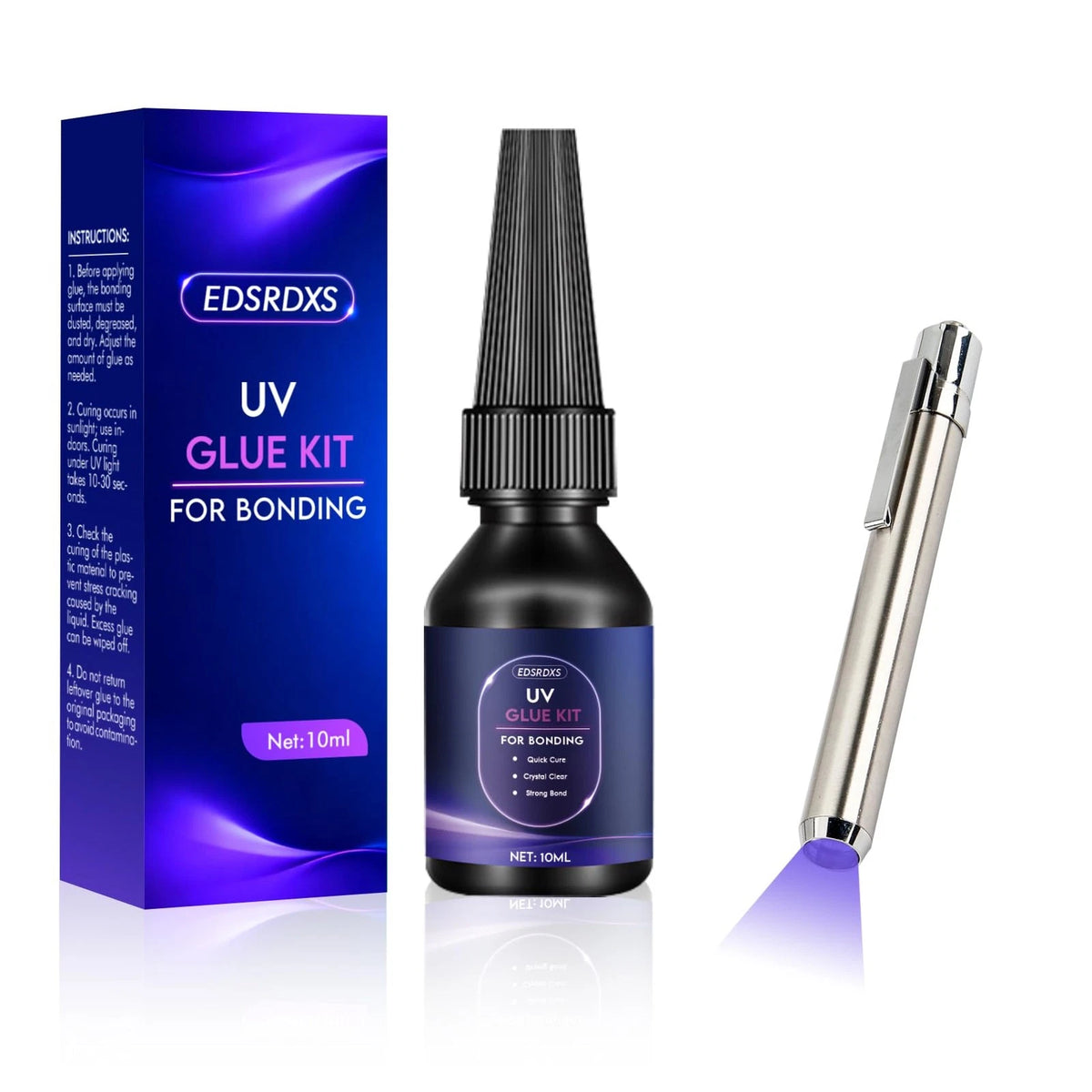 UV Glue Kit with Light for Automotive Applications (10ml, 30 Second Cure)