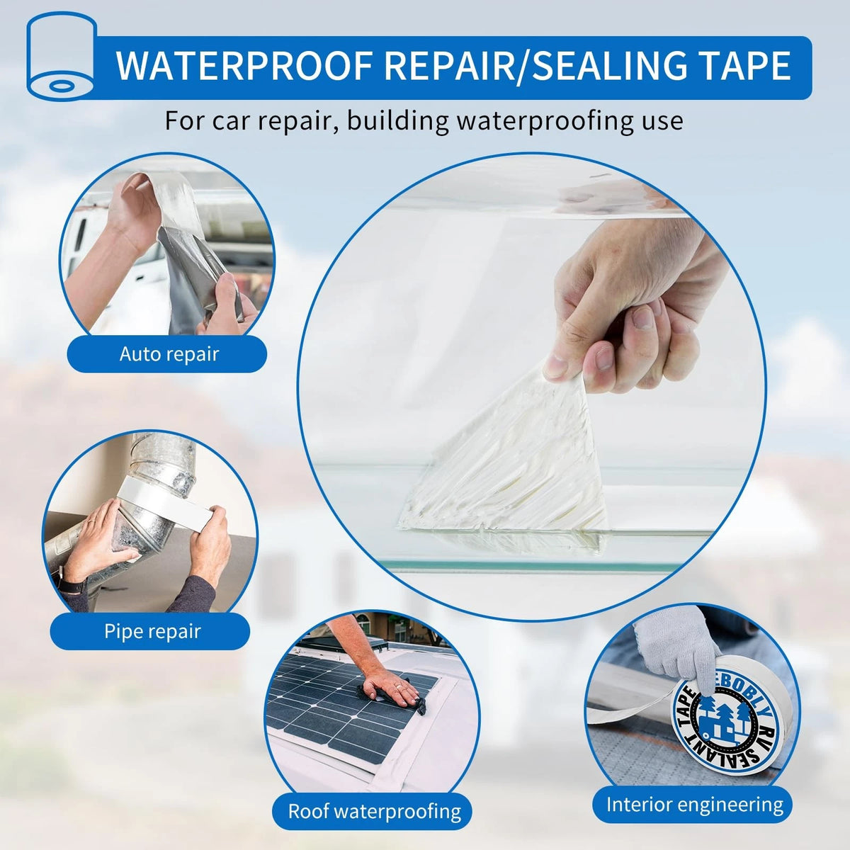 4 Inch RV Roof Repair Tape Sealant 50' White