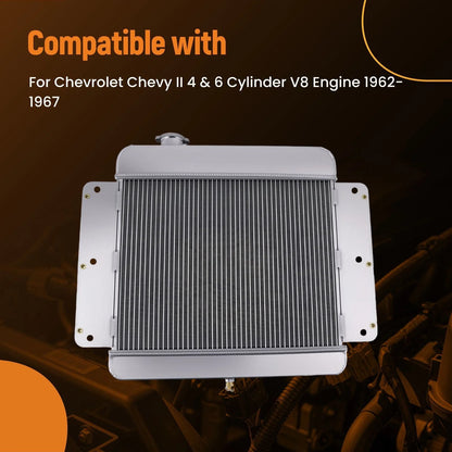 3 Row Aluminum Radiator for Chevrolet Chevy II (1962–1967) EC255 MC255