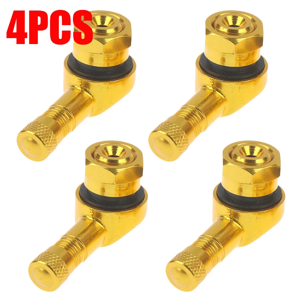 4pcs 11.3mm Tire Wheel Stem Valve for Motorcycle 90 Degree Angled Gold