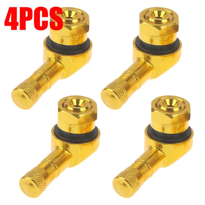 4pcs 11.3mm Tire Wheel Stem Valve for Motorcycle 90 Degree Angled Gold