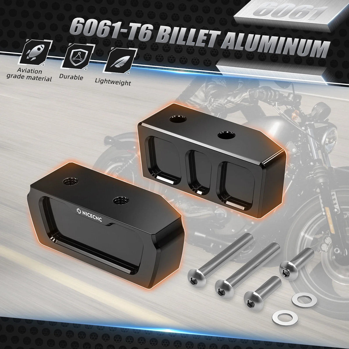 1" / 2" Kickstand Lift Block Riser Set for Harley Iron 1200 XL1200NS (2018–2019)