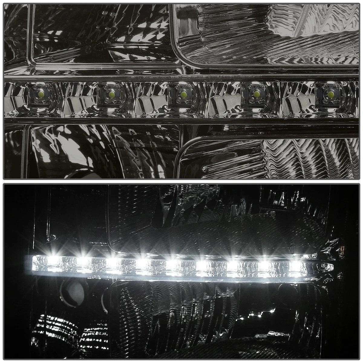 LED DRL Smoked Housing Amber Side Headlights for GMC Sierra (2007–2014)