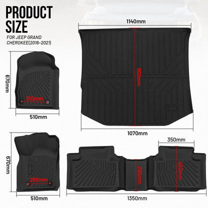 Set of 4 Floor Mats & Cargo Liner for Jeep Grand Cherokee (2016–2022)