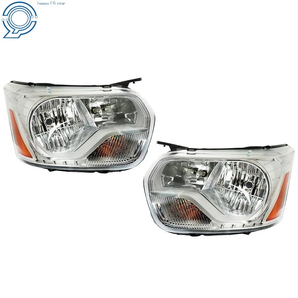 Set of 2 Halogen Headlights for Ford Transit (2015–2021) Chrome Clear Lens