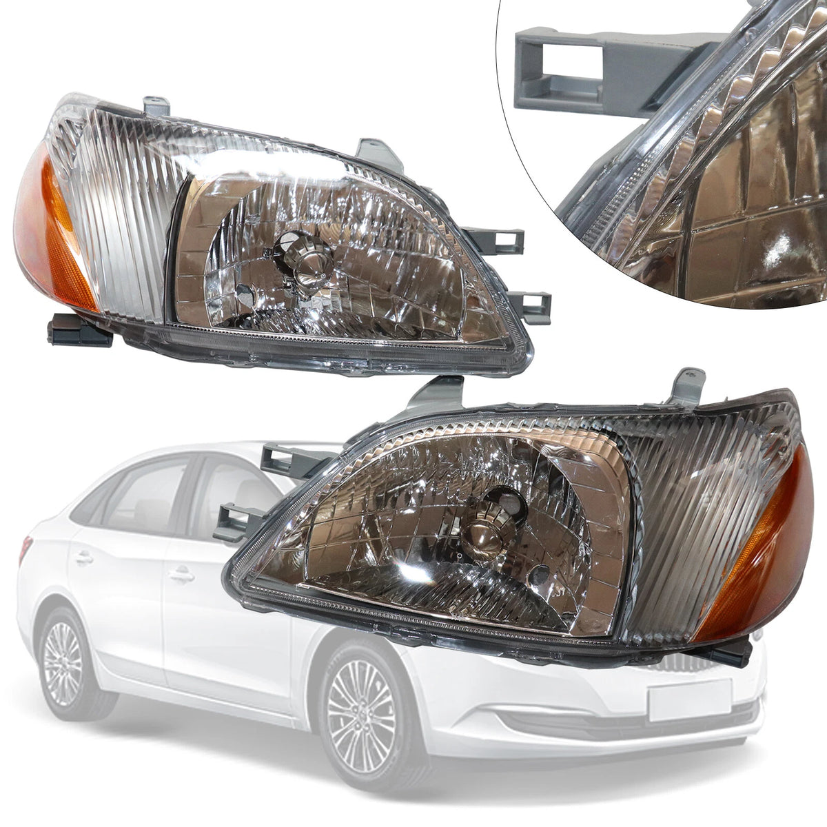Set of 2 Headlights for Toyota Echo (2000–2002) 10822749