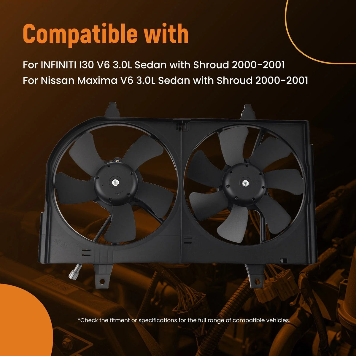 Dual Electric Cooling Fan Assembly for Infiniti I30, Maxima 3.0L (2000–2001) 620-416
