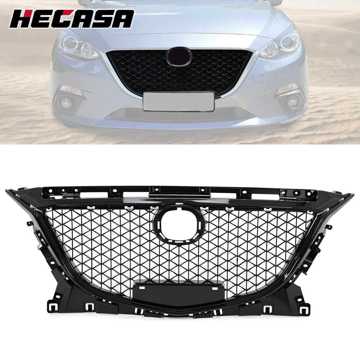 Front Grille Honeycomb Black for Mazda 3 Axela (2014–2016) Sedan & Hatchback