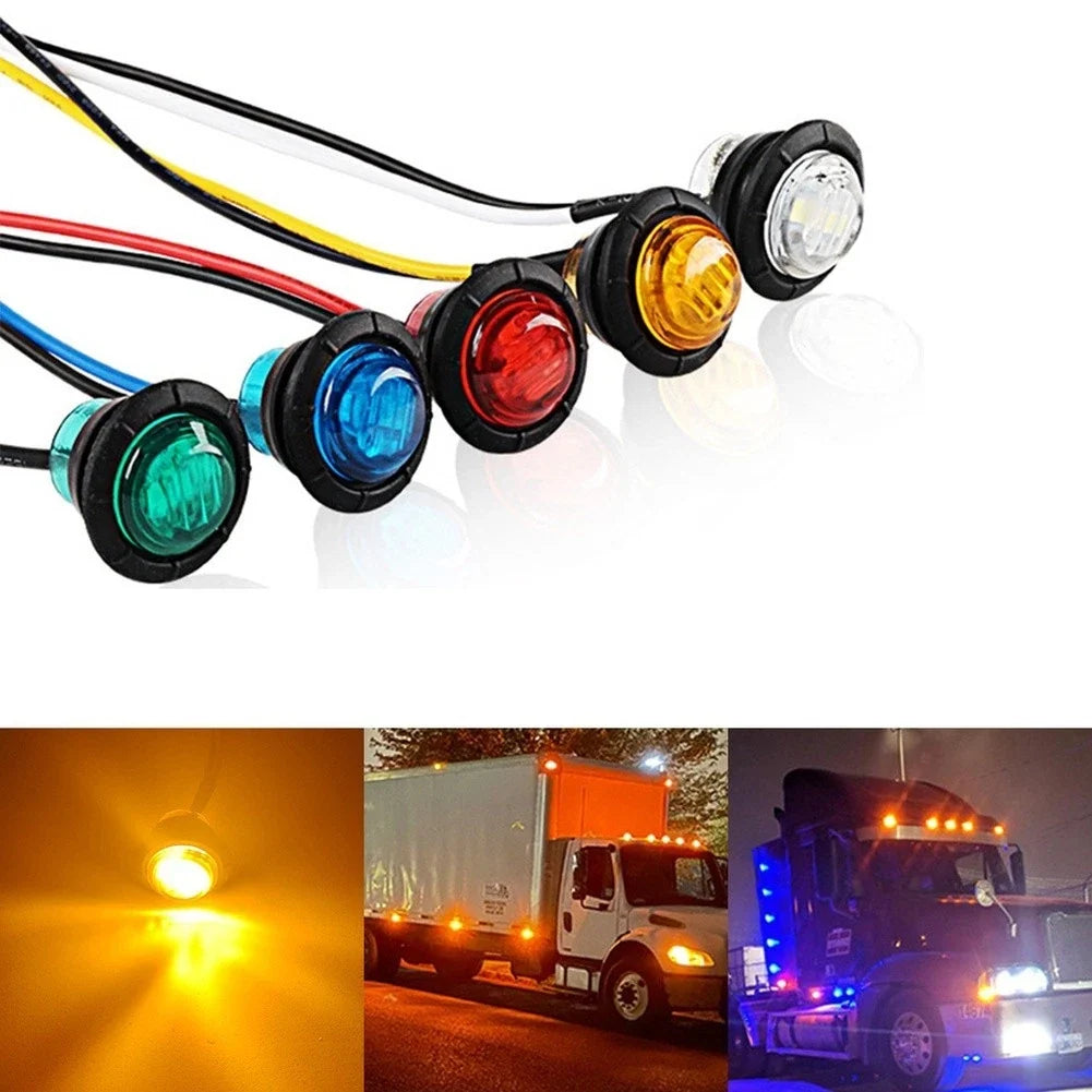 2X 24V LED Side Marker Lights for Trucks Waterproof Multi Color Options