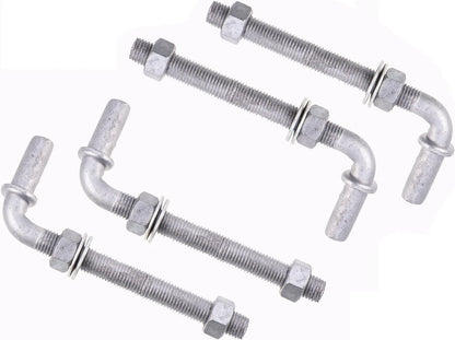 Set of 4 Adjustable 6" J-Bolt Hinges with 5/8" Hinge Pin for Gates