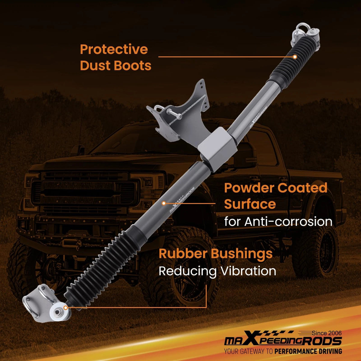 Dual Steering Stabilizer for Ford F-250 F-350 (2-8" Lift)