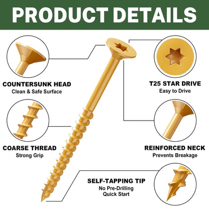 3 Inch Deck Screws for Wood (#10 x 3) - Rust Tan, 25 lb Bulk