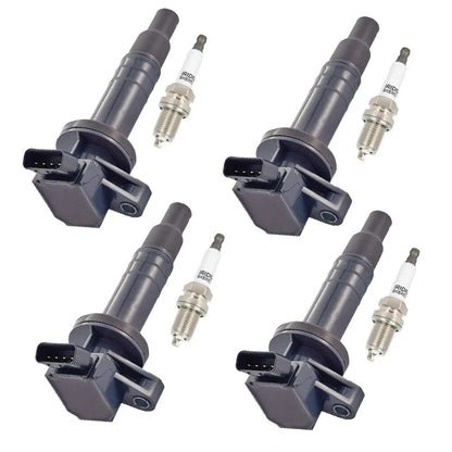 Set of 4 Ignition Coils + Spark Plugs for Toyota Corolla Matrix MR2 Celica Vibe Prizm (2003–2008)