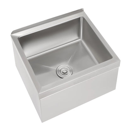 Stainless Steel Mop Sink 24x24x13in with Drain Hose for Commercial Use