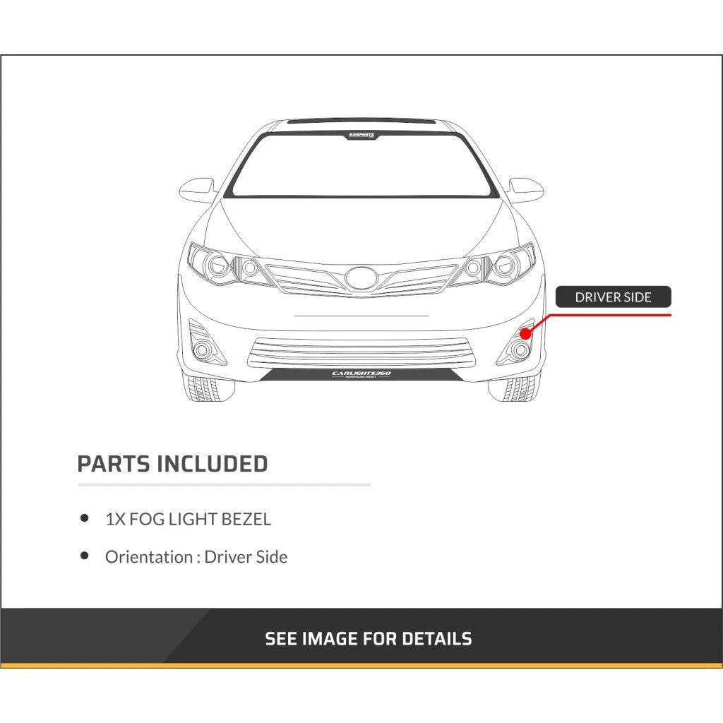 Driver Side Front Fog Light Bezel for Honda Accord Sedan (2013–2015) HO1038111, CLX-M1-316-2509L-UD