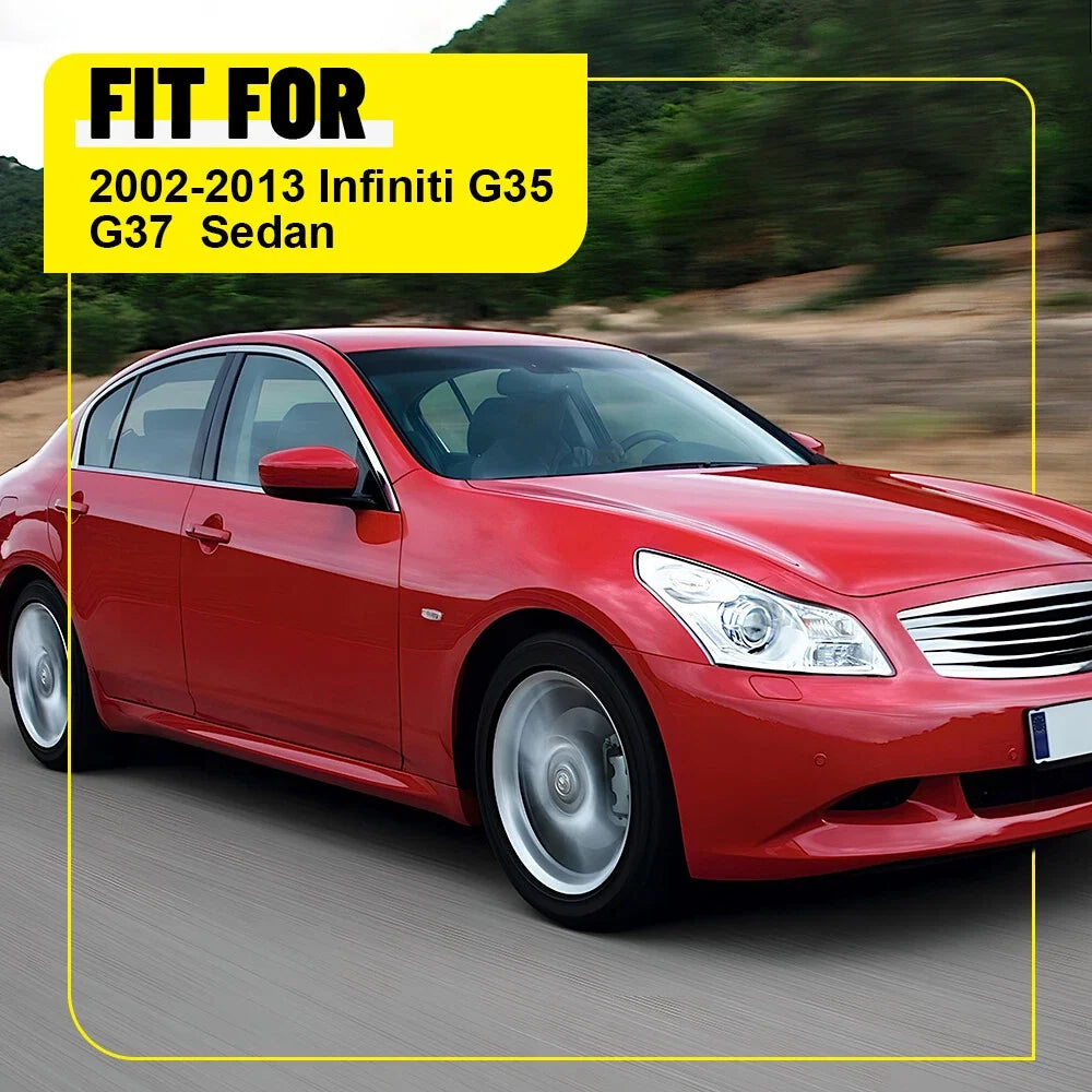 Set of 6 Gloss Black Window Pillar Posts for Infiniti G35 G37 (2002–2013)