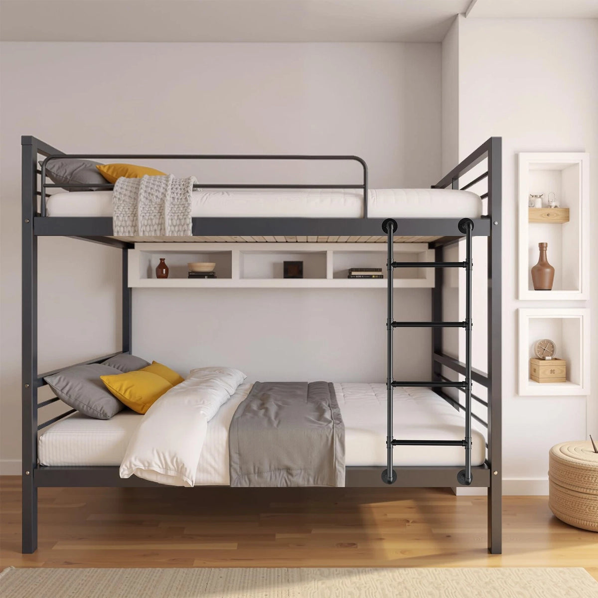 4FT Wall Mounted Black Metal Bunk Bed Ladder for RV (No Part Numbers)