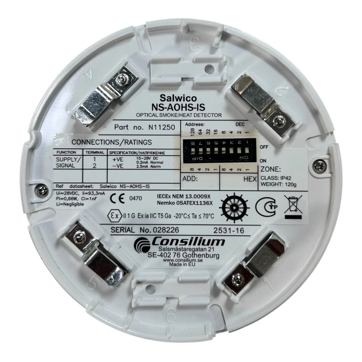 Marine Optical Smoke/Heat Detector for Consilium N11250