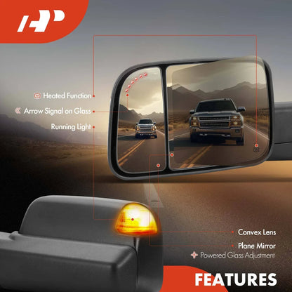 Pair Power Towing Mirrors with Signal Light for Dodge Ram 1500