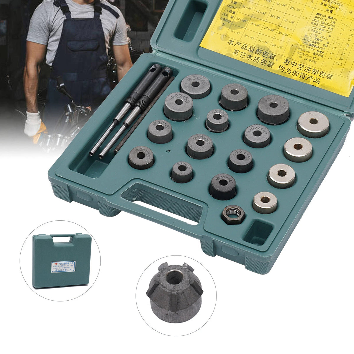 Set of 4 Universal Valve Seat Reamer Grinding Wheels for Valve Tools