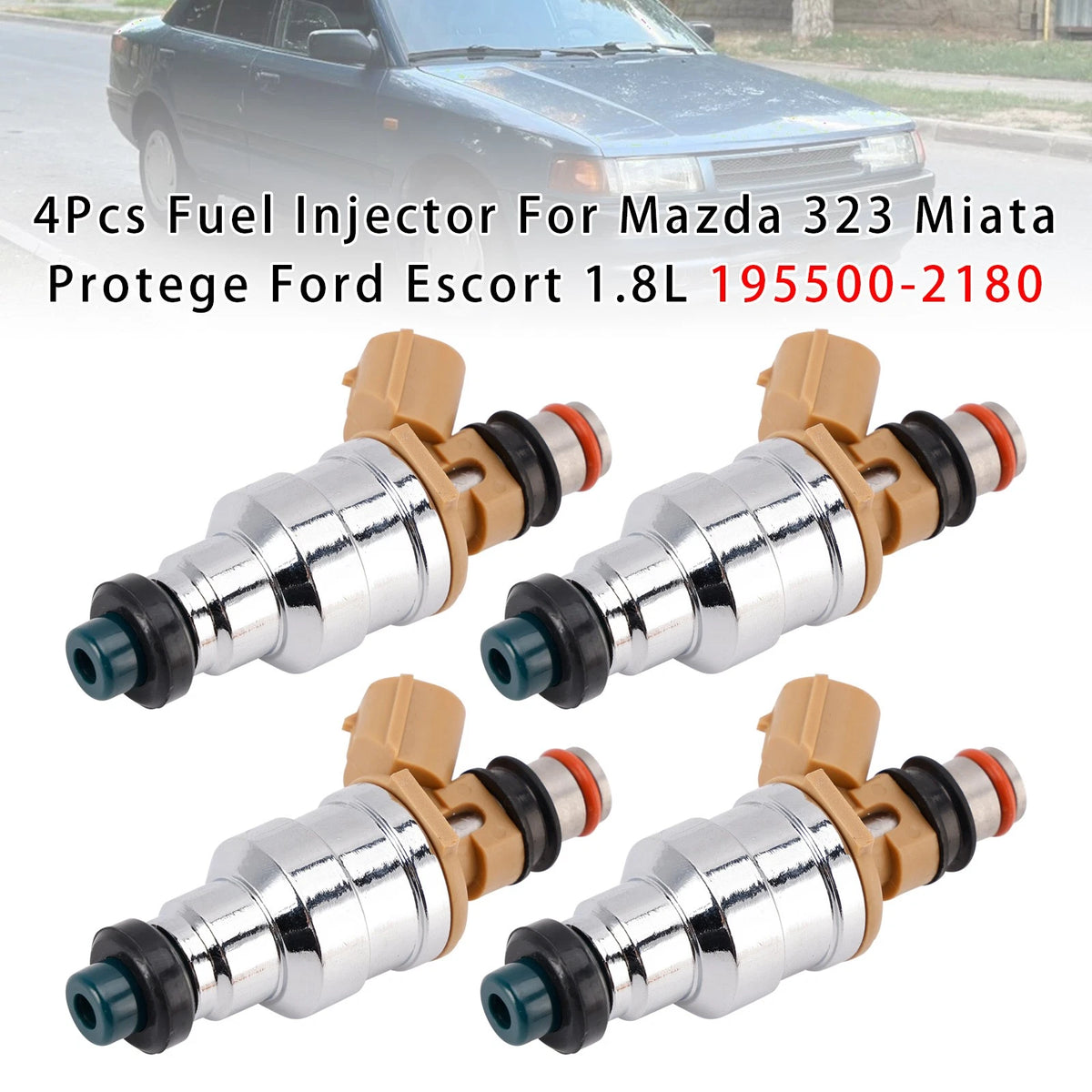 4Pcs Fuel Injector for Mazda 323 Miata Protege Ford Escort (1.8L) 195500-2180, 1955002180, 822-12103
