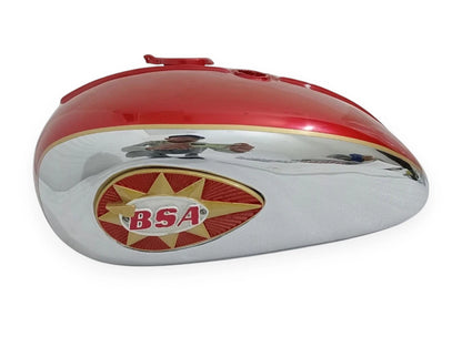 2 Gallon Red Painted & Chrome Fuel Gas Tank for BSA A65 (1962–1972)