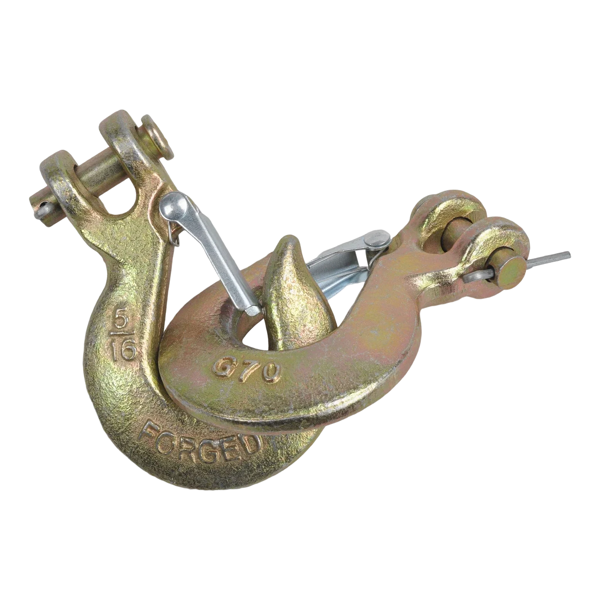 Set of 4 Clevis Slip Hooks 5/16" Heavy Duty Forged Steel with Safety Latch